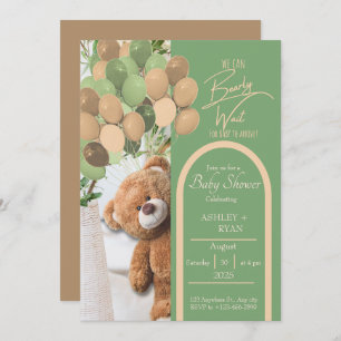 Invitación a Baby Shower de Teddy Bear Green y Bro