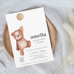 Invitación a Baby Shower de Teddy Bear Neutral de 