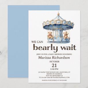 Invitación a Baby Shower de Teddy Bear Twin Boys