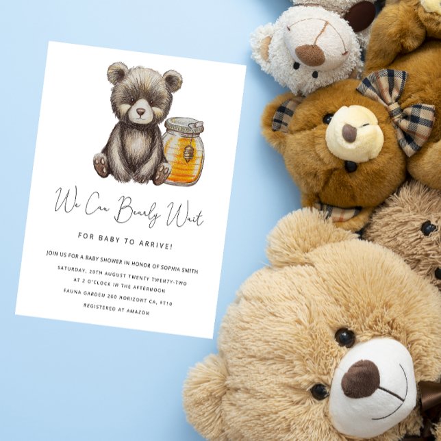 Invitación a Baby Shower de Teddy Bearly Wait (Subido por el creador)
