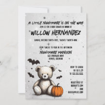 Invitación a Baby Shower de Teddy Teddy de calabaz