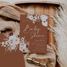 Invitación a Baby Shower de Terracotta Boho Pampas