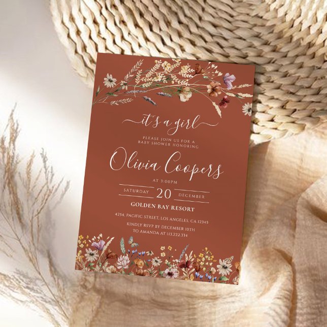 Invitación a Baby Shower de Terracotta Tiny Wildfl (Subido por el creador)