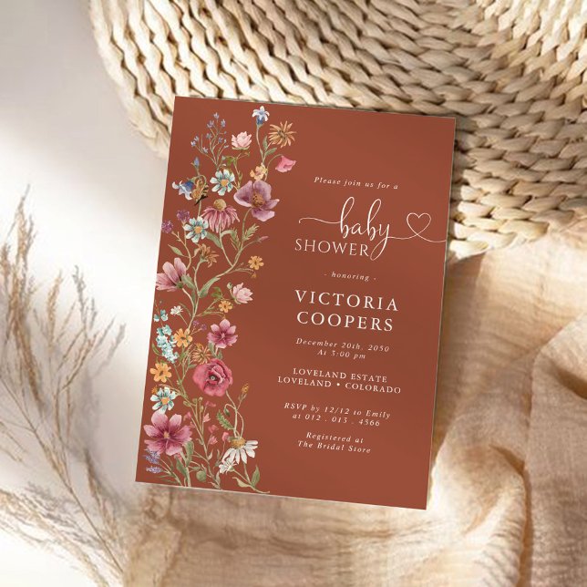 Invitación a Baby Shower de Terracotta Wildflower (Subido por el creador)