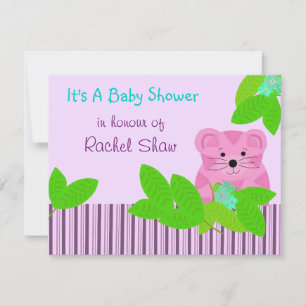 Invitación a Baby Shower de tigre rosa