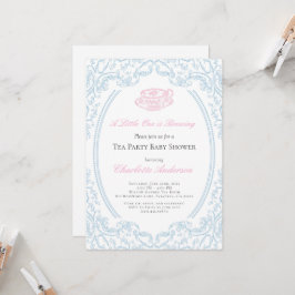 Invitación a Baby Shower de Toile de Jouy Tea Fies