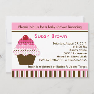 Invitación a Baby Shower de torta cúpula rosa y ma