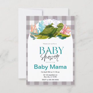Invitación a Baby Shower de tortuga