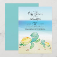 Invitación a Baby Shower de tortuga marina