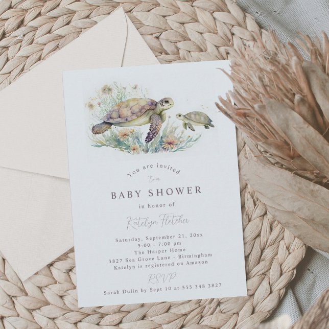 Invitación a Baby Shower de tortuga marina (Subido por el creador)