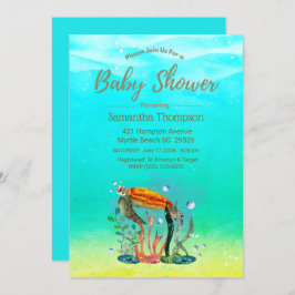 Invitación a Baby Shower de tortuga submarina