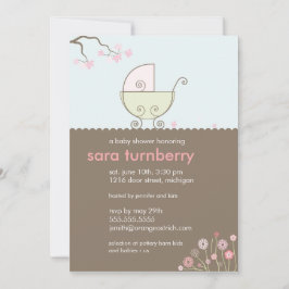 Invitación a Baby Shower de transporte - rosa y ve