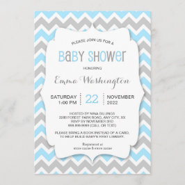 Invitación a Baby Shower de Trendy Blue Gray BOY