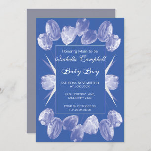 Invitación a Baby Shower de tulipanes azules