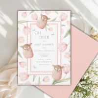 Invitación a baby shower de tulipanes rosados Oh D