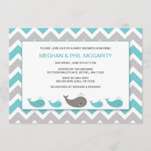 Invitación a Baby Shower de Turquoise Blue Whales