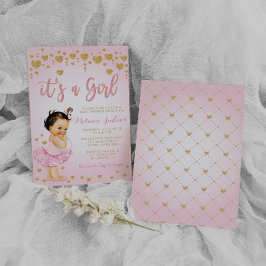 Invitación a Baby Shower de Tutu, Chica de Oro Ros