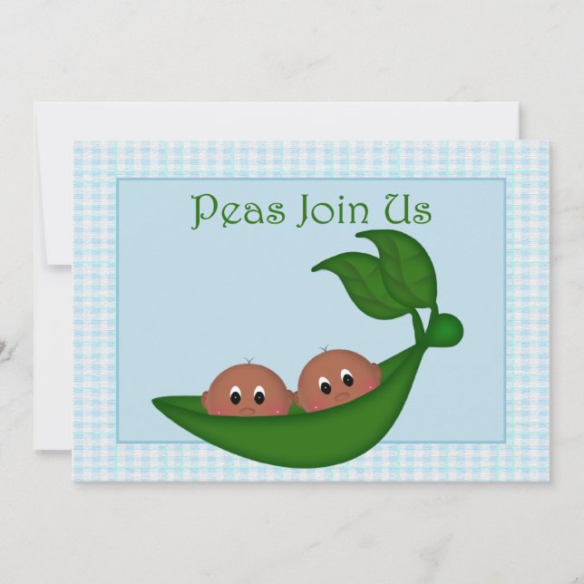 Invitación a Baby Shower de Twin Boys afroamerican (Anverso)