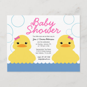 Invitación a BABY SHOWER de TWIN de caucho chica d