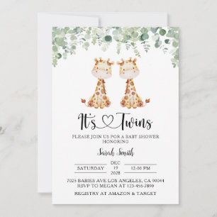 Invitación a Baby Shower de Twin Giraffe