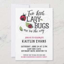 Invitación a Baby Shower de Twin Ladybug