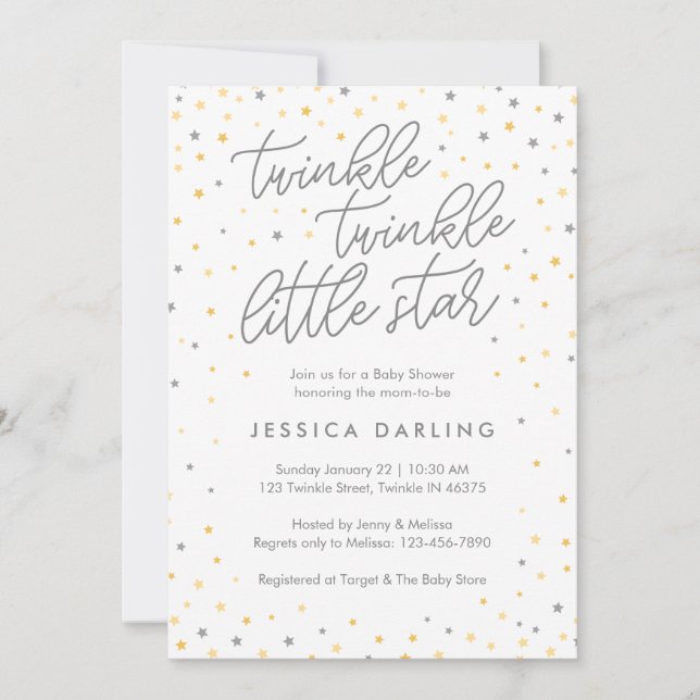 Invitación a Baby Shower de Twinkle Little Star |  (Anverso)