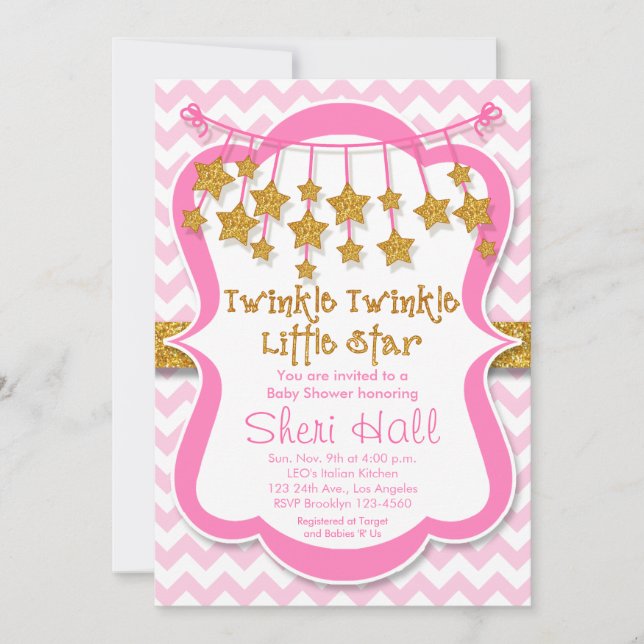 Invitación a Baby Shower de Twinkle Little Star Ch (Anverso)