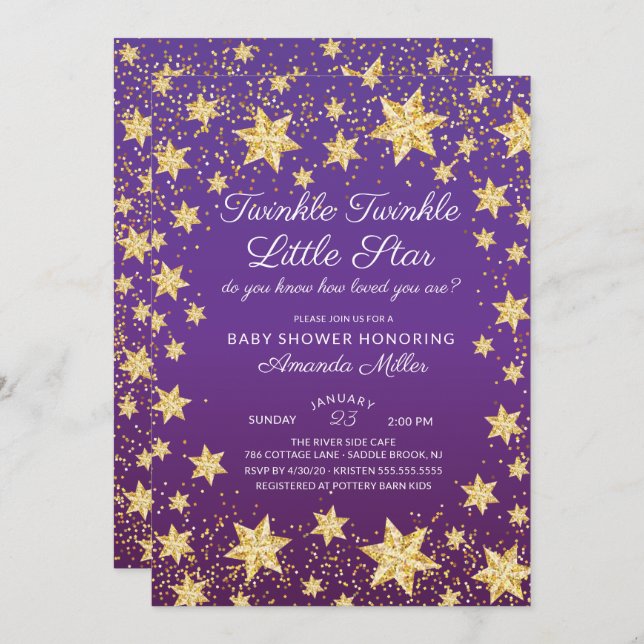Invitación a Baby Shower de Twinkle Little Star Ch (Anverso / Reverso)