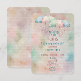 Invitación a Baby Shower de Twins Boy y Chica