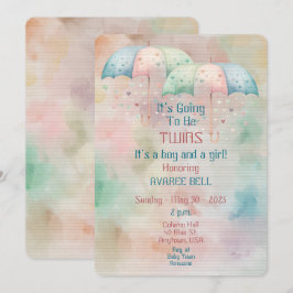 Invitación a Baby Shower de Twins Boy y Chica