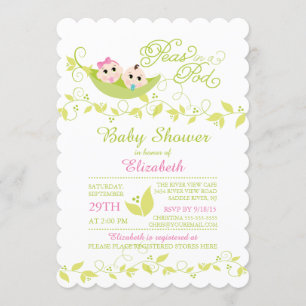 Invitación a Baby Shower de Twins Little Peas Chic