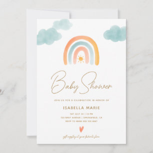Invitación a Baby Shower de un arco iris neutral d