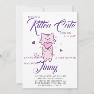 Invitación a Baby Shower de un Chica de gatito lin