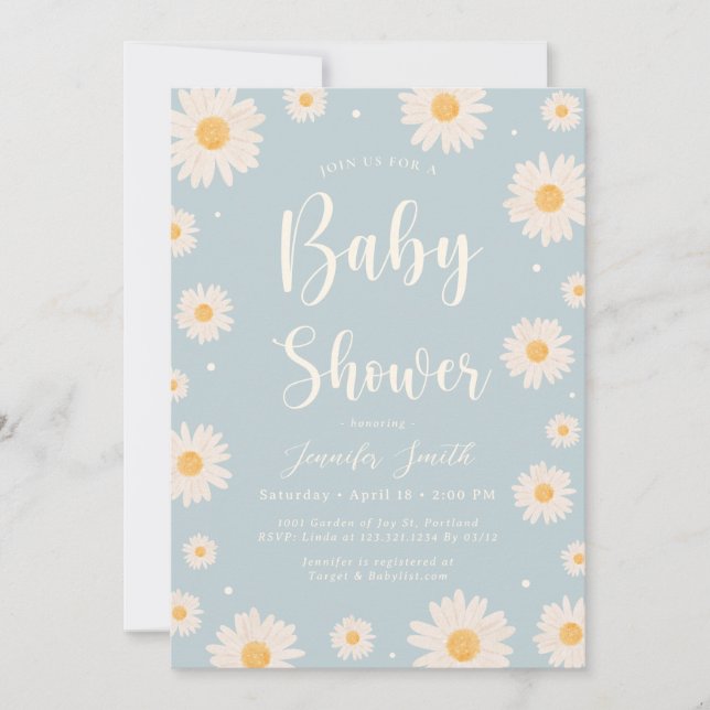 Invitación a Baby Shower de un Chica floral de Dai (Anverso)