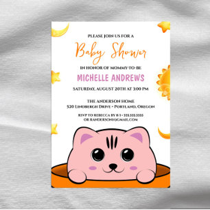 Invitación a Baby Shower de un gato kittch
