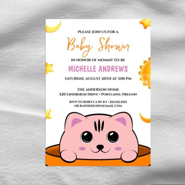 Invitación a Baby Shower de un gato kittch (Subido por el creador)