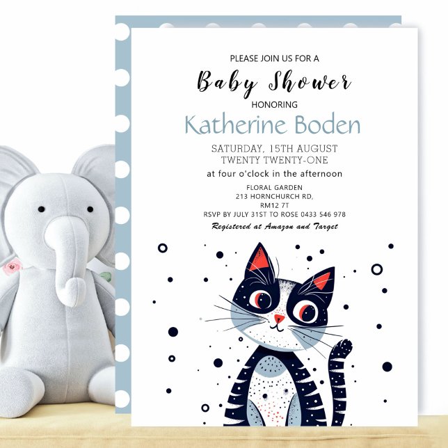 Invitación a Baby Shower de un gato kittch (Subido por el creador)