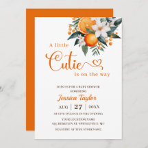 Invitación a Baby Shower de un Naranja pequeño