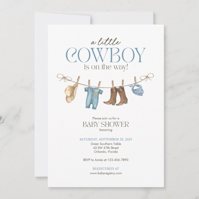 Invitación a Baby Shower de un niñito bovino (Anverso)