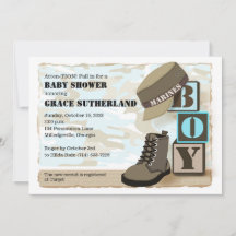 Invitación a Baby Shower de un niño militar