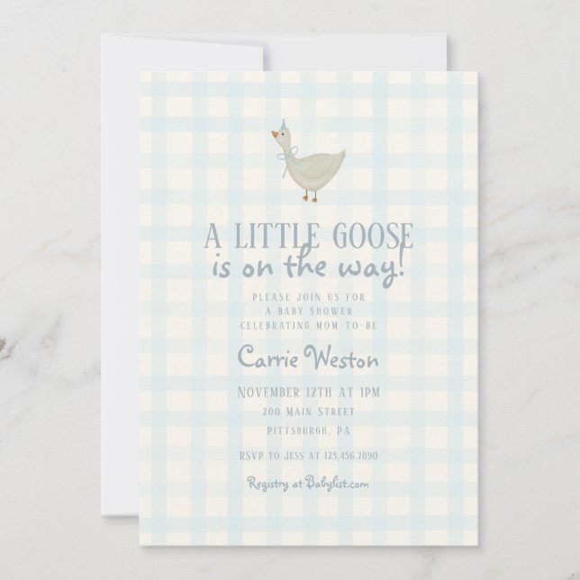 Invitación a Baby Shower de un niño pequeño (Anverso)
