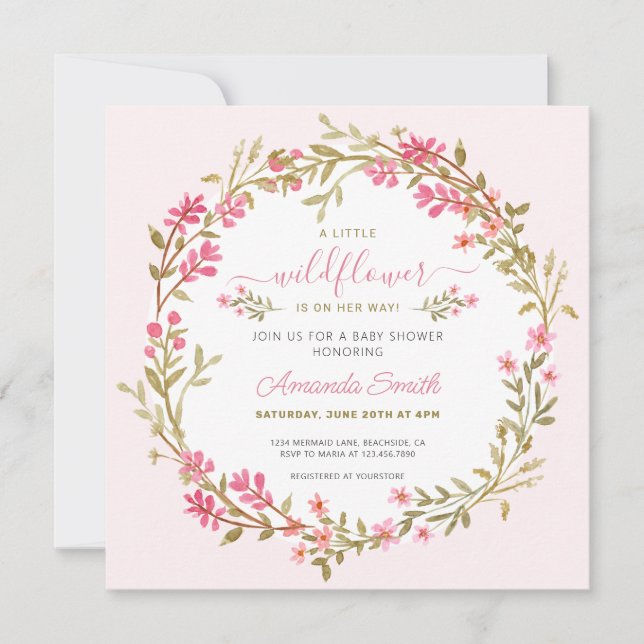 Invitación a Baby Shower de un pequeño Chica de fl (Anverso)