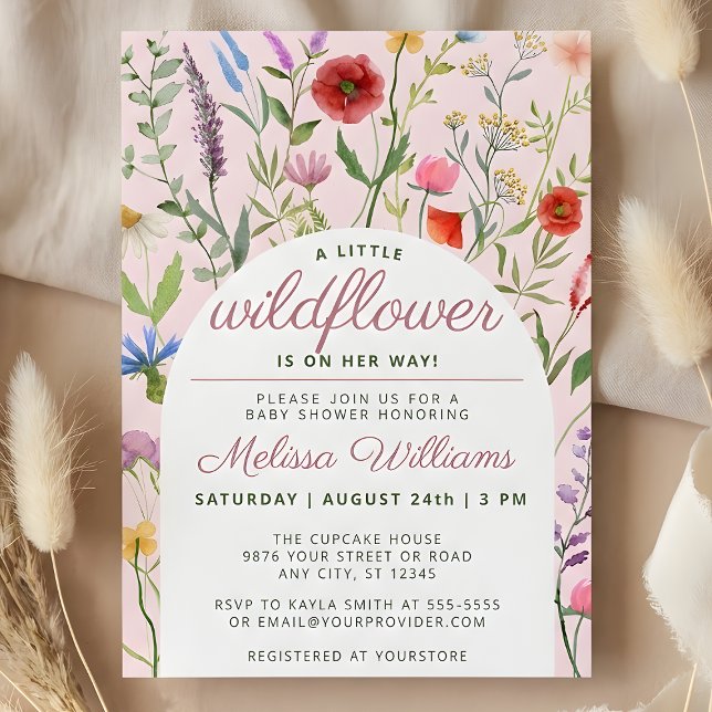 Invitación a Baby Shower de un pequeño Chica de fl (A Little Wildflower Girl Baby Shower Invitation)