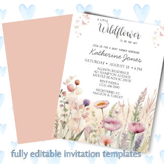Invitación a Baby Shower de un pequeño Chica de fl