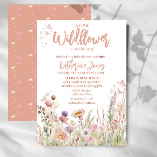 Invitación a Baby Shower de un pequeño Chica de fl
