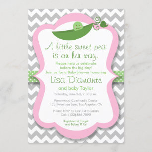Invitación a Baby Shower de un pequeño Chica de Pe