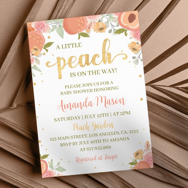 Invitación a Baby Shower de un pequeño Chica Peach (Subido por el creador)