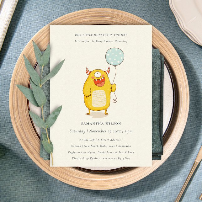Invitación a Baby Shower de un pequeño monstruo am (Subido por el creador)