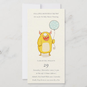 Invitación a Baby Shower de un pequeño monstruo am