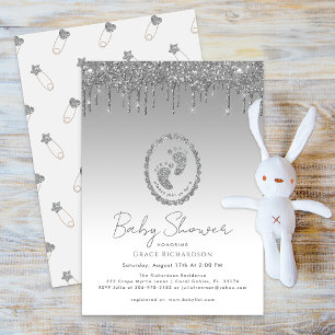 Invitación a Baby Shower de un Purpurina con gota 